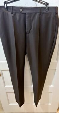 T-3 Mens Pants-J. HILBURN-brown 100% wool flat front straight leg-34X29 NWOT